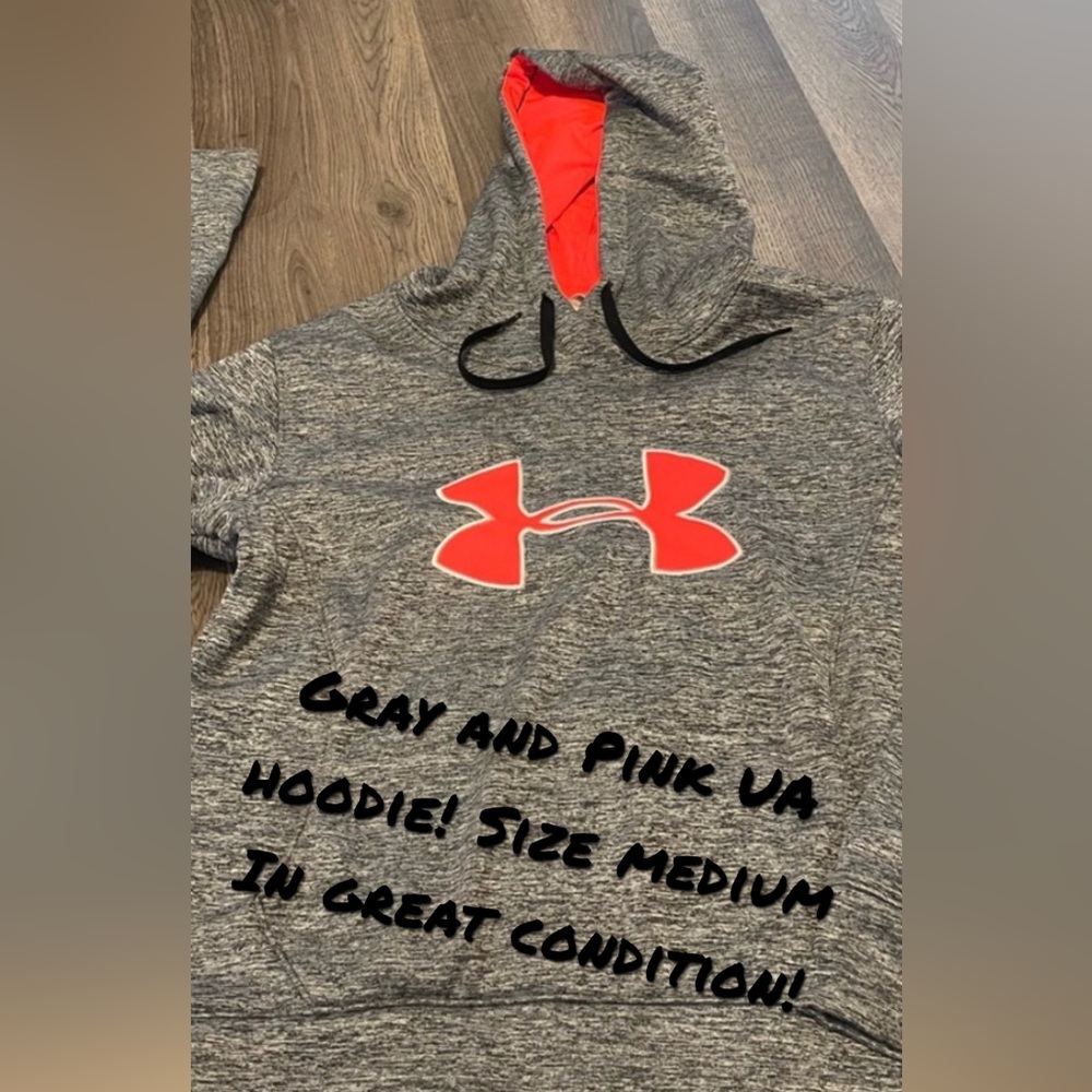 Gray and hot pink UA hoodie! Winter is Among us keep warm! 💕